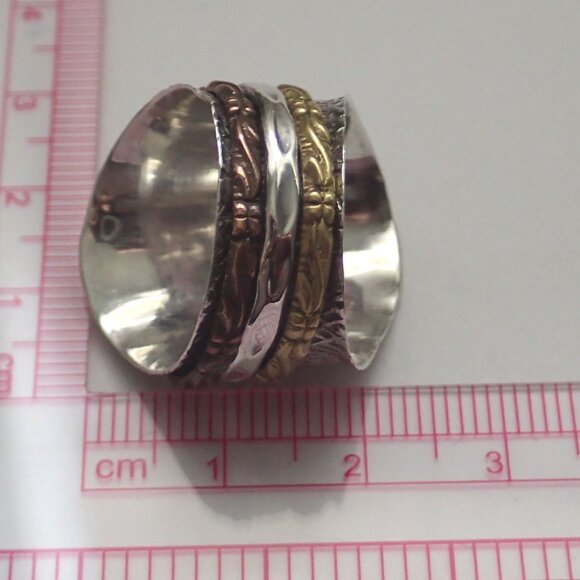 Boho Style 3 Metal Trio Spinner Ring - Picture 9 of 9
